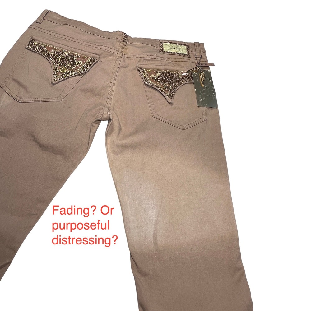 Robins Jean Women Pants 34 Taupe Slim Bootcut Studded USA MSRP $498 New Defects - Picture 3 of 16